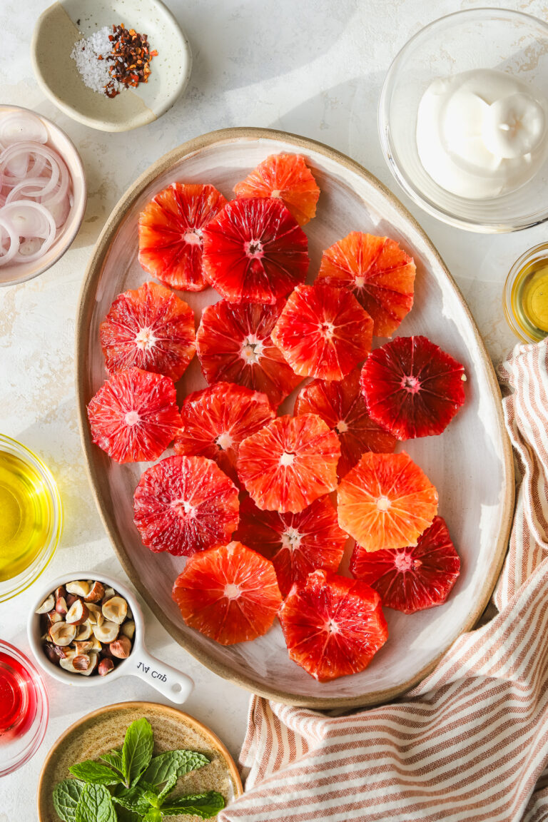 orange rounds on a serving platter