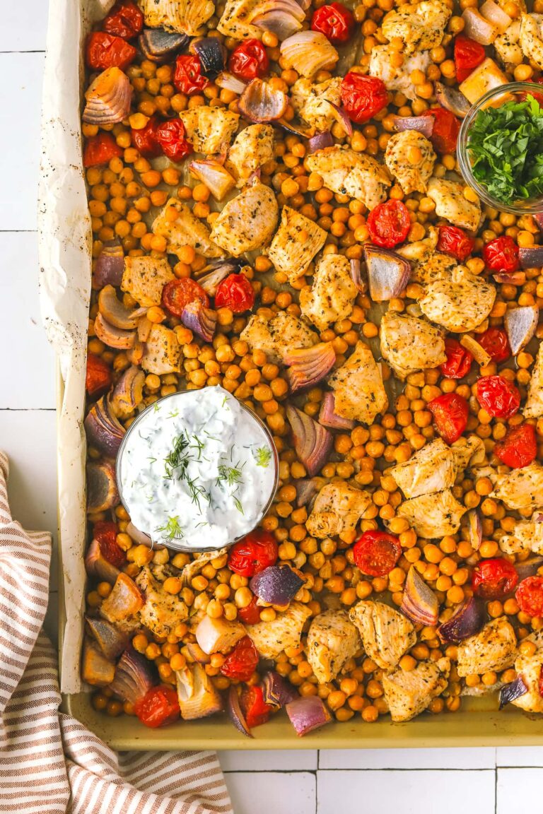 high fiber sheet pan meal with chickpeas