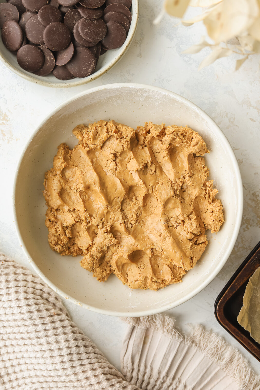 peanut butter and confectioner's sugar mixture in a bowl