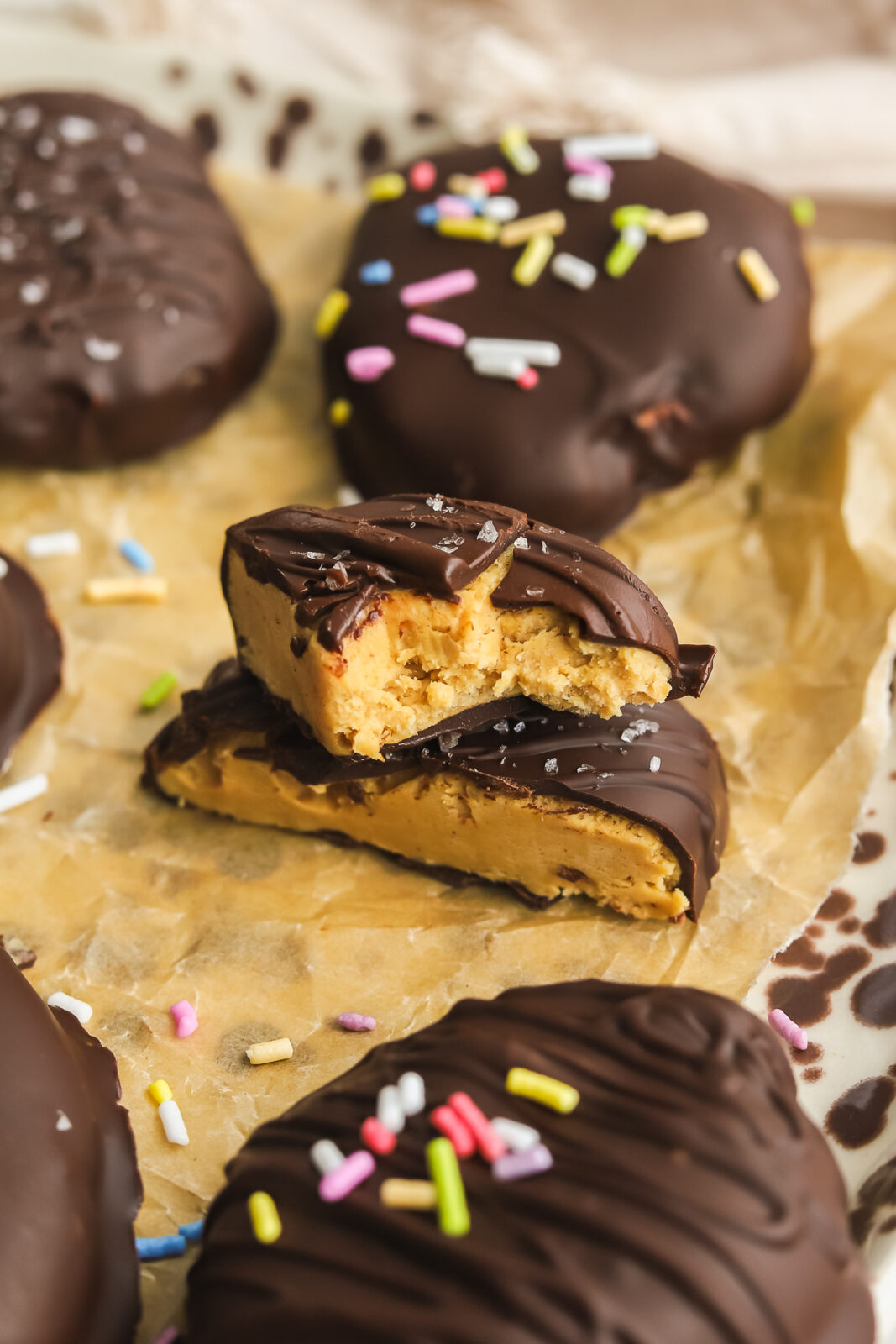 bite taken out of a chocolate Easter egg