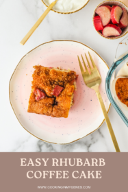 piece of rhubarb cake on a plate