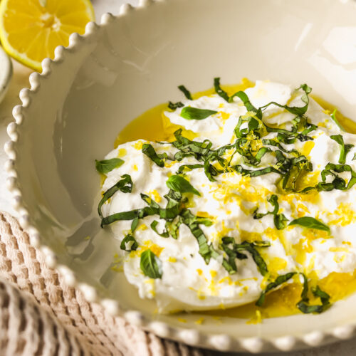 burrata with basil and lemon