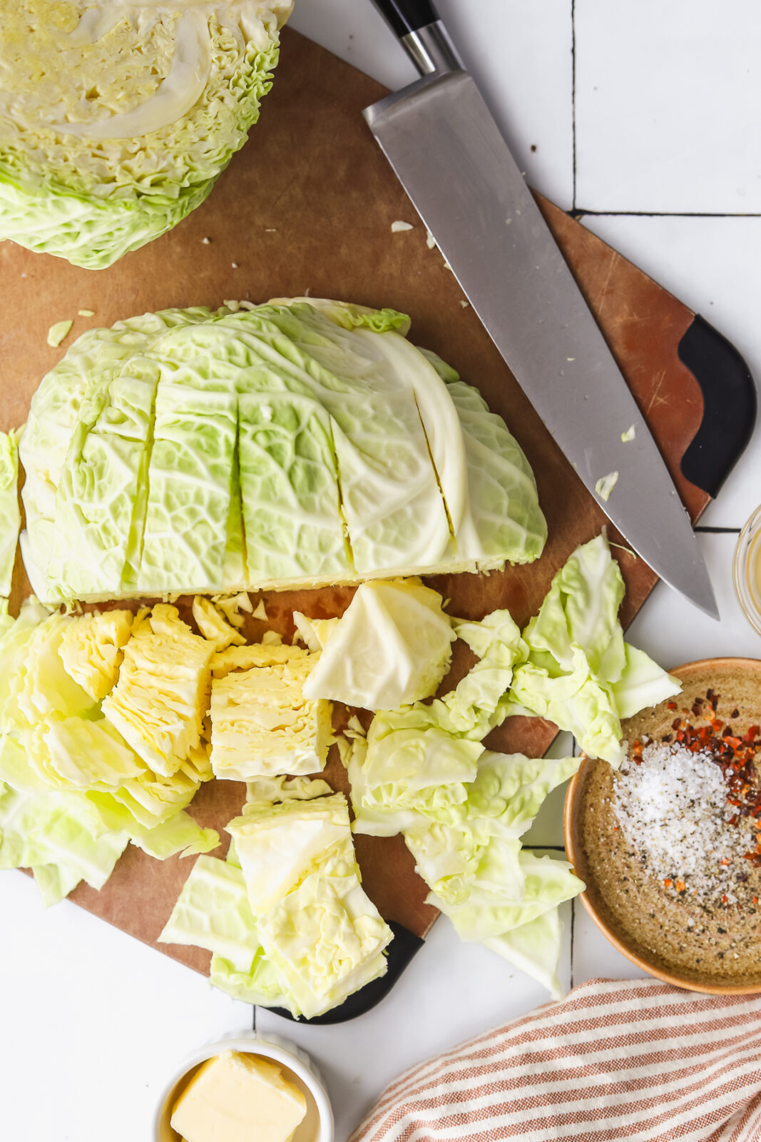 cabbage on a cutting board
