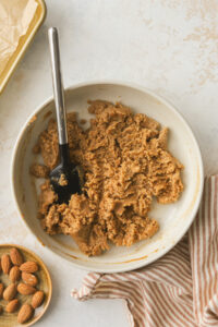 almond butter cookie dough in a bowl