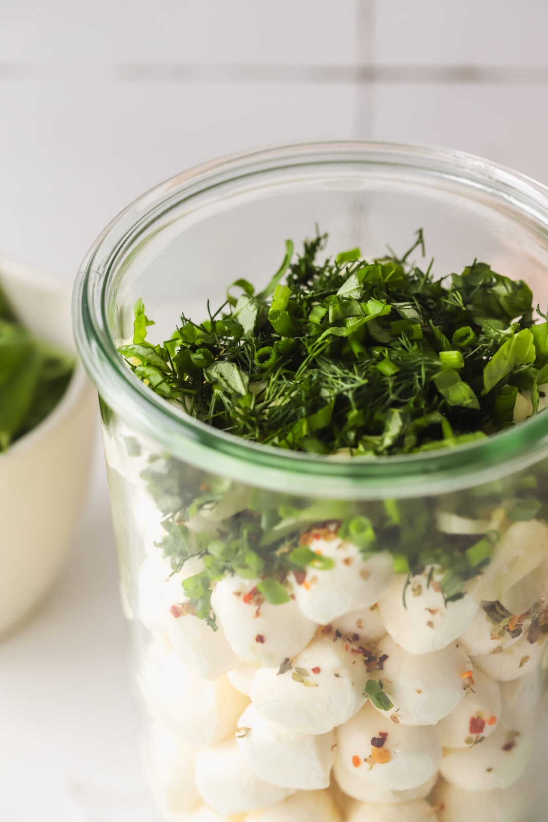 fresh herbs in a jar