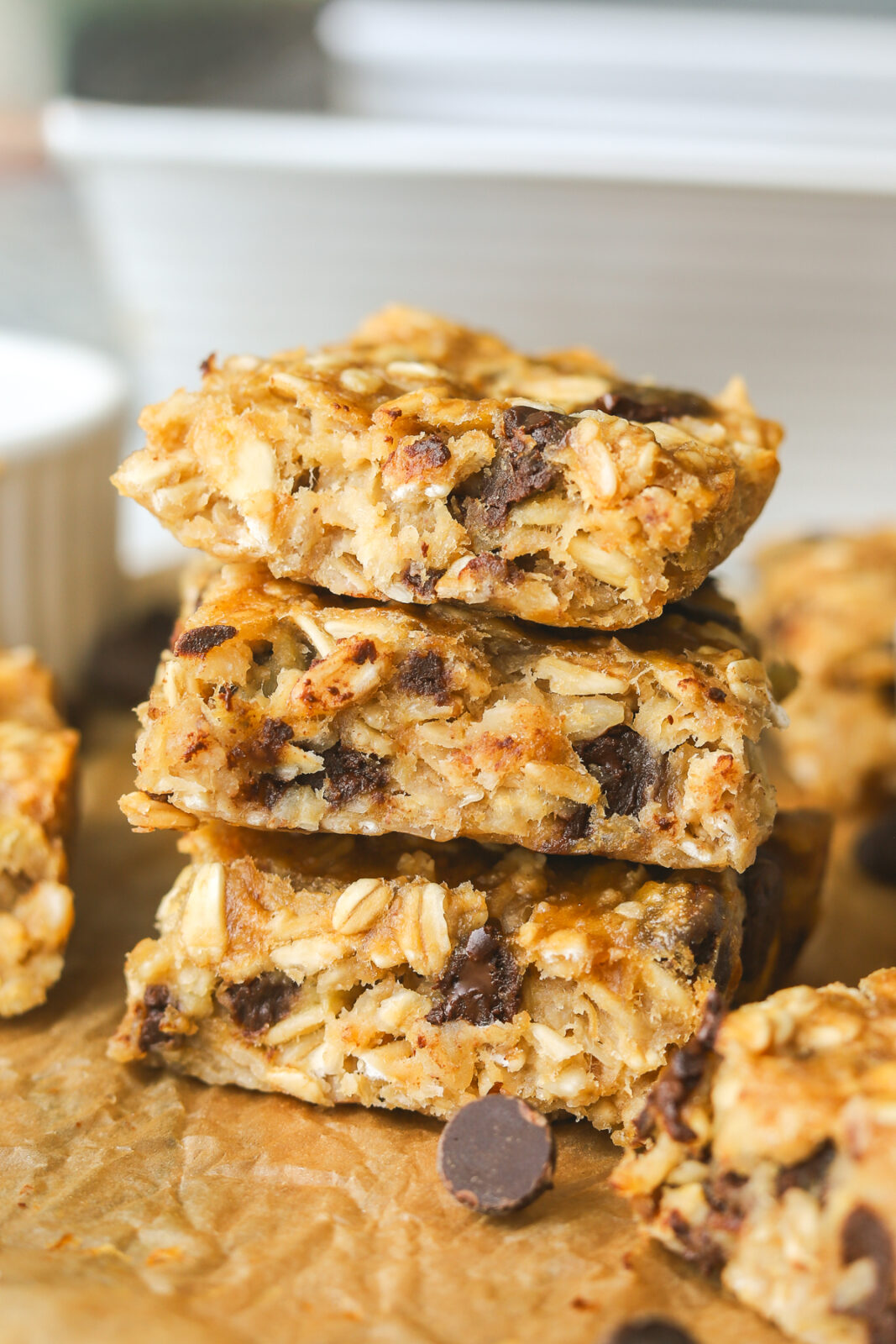 stack of 4 ingredient banana oat bars