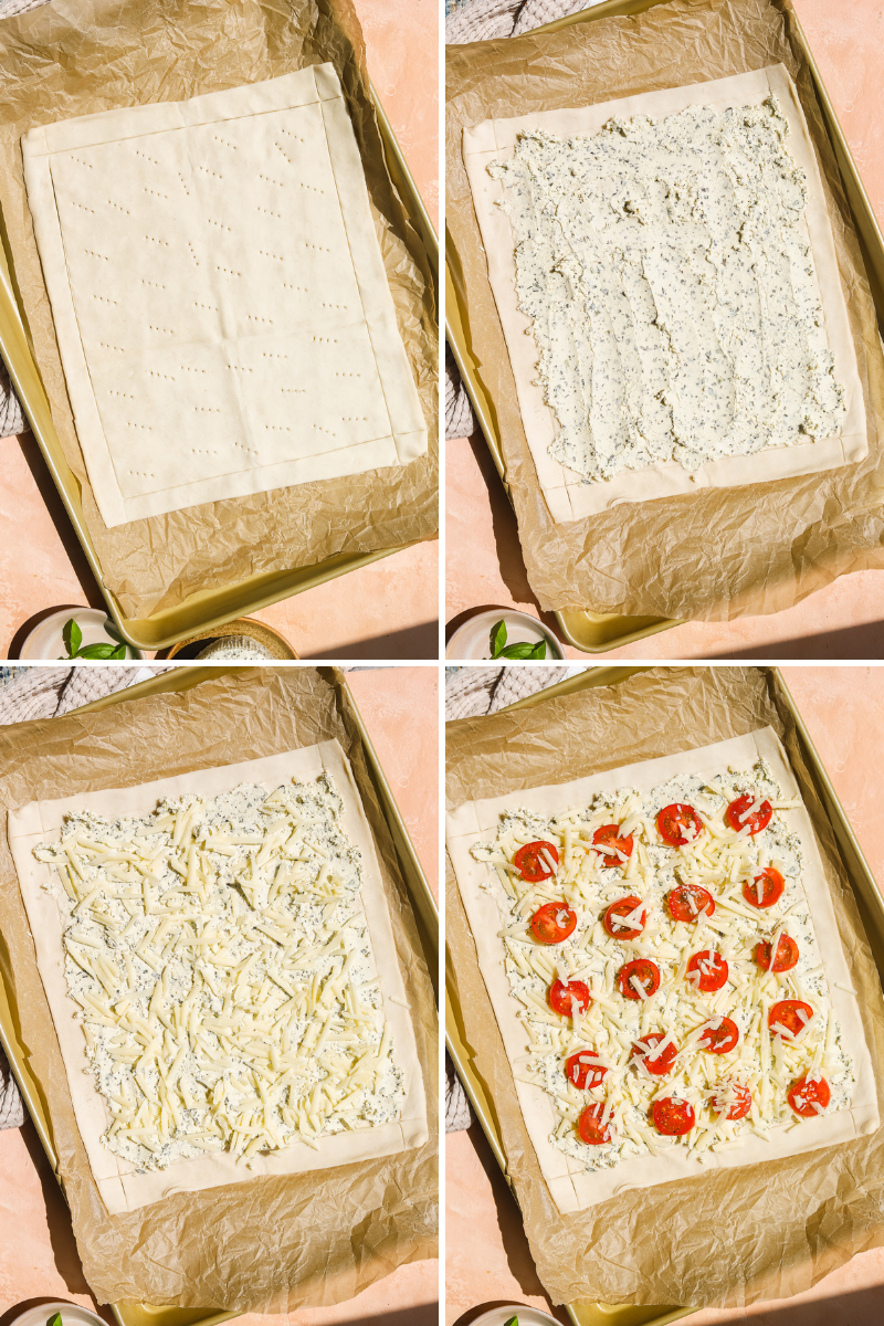 4 steps to making a puff pastry tart with tomatoes