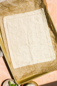 one sheet of puff pastry on a baking sheet