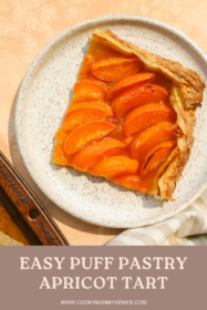 a piece of apricot tart on a plate