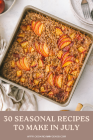 peach baked oatmeal in a baking dish