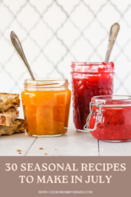 apricot jam, strawberry jam and plum jam in jam jars