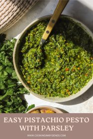 step by step photos on how to make pistachio pesto in a food processor