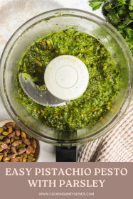 step by step photos on how to make pistachio pesto in a food processor