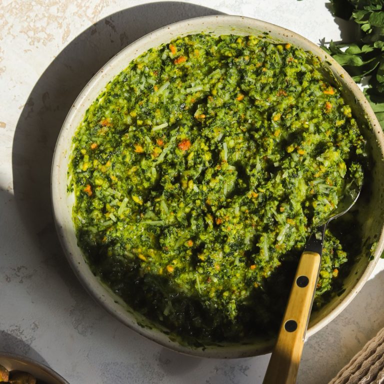 step by step photos on how to make pistachio pesto in a food processor