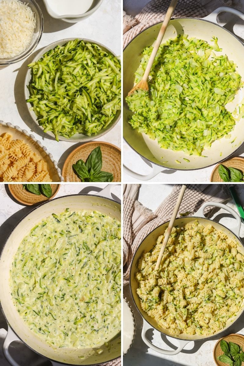 step by step photos of how to make creamy zucchini pasta