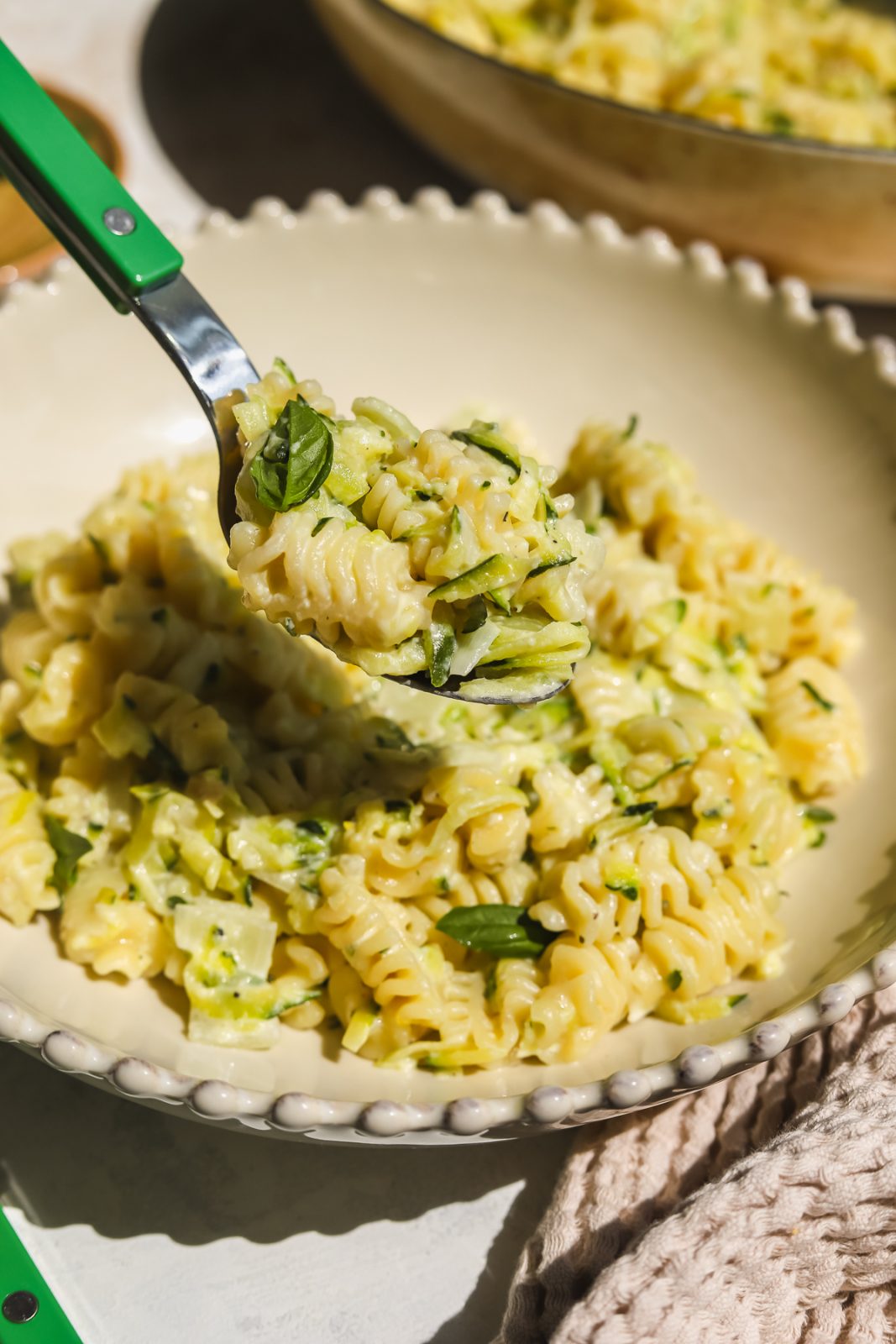 spoonful of zucchini pasta