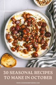 roasted grapes with whipped ricotta in a serving dish