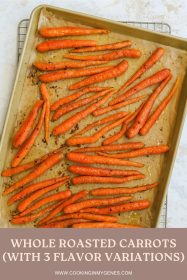 roasted whole carrots on a baking sheet
